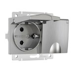 Werkel W1172209  Розетка двойная влагозащ. с зазем. с защит. крышками и шторками (серебряный рифлены