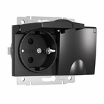Werkel W1172208  Розетка двойная влагозащ. с зазем. с защит. крышками и шторками (черный матовый)