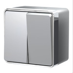 Werkel W5020206  Выключатель двухклавишный влагозащищенный Gallant (серебряный)
