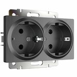 Werkel W1172004  Розетка двойная с заземлением (графит рифленый)