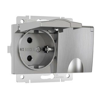 Werkel W1172209  Розетка двойная влагозащ. с зазем. с защит. крышками и шторками (серебряный рифлены