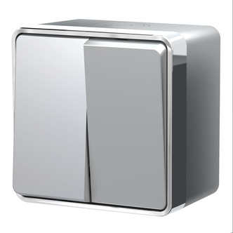 Werkel W5020206  Выключатель двухклавишный влагозащищенный Gallant (серебряный)