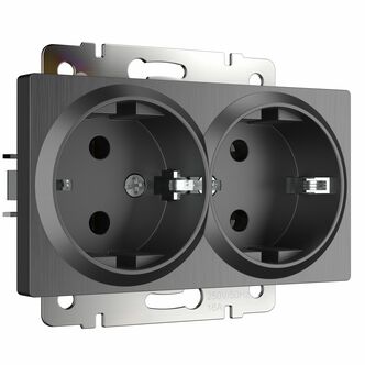 Werkel W1172004  Розетка двойная с заземлением (графит рифленый)