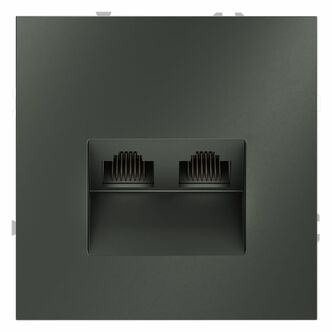 Розетка компьютерная встраиваемая VOLTUM S70 двойная RJ45+RJ45 кат.6, (титан) VLS060206