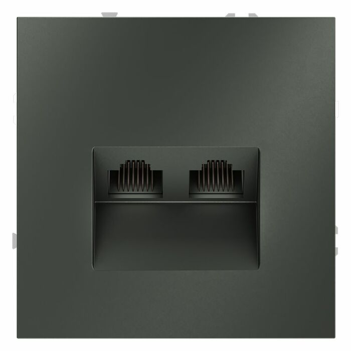 Розетка компьютерная встраиваемая VOLTUM S70 двойная RJ45+RJ45 кат.6, (титан) VLS060206