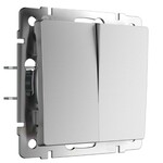 Werkel W1120065  Выключатель двухклавишный (серебряный матовый)