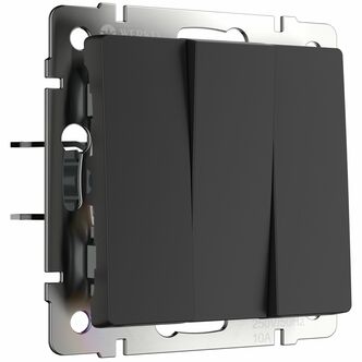 Werkel W1130008  Выключатель трехклавишный (черный матовый)