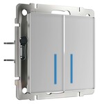 Werkel W4520006  Сенсорный выключатель двухклавишный с подсветкой 1000 Вт (серебряный)