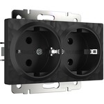 Werkel W1272008  Розетка двойная с заземлением (черный)