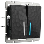 Werkel W1220108  Выключатель двухклавишный с подсветкой (черный)
