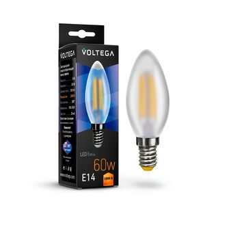 VOLTEGA 7044 VG10-C2E14warm6W-F Crystal Candle matt 6W 2800K E14