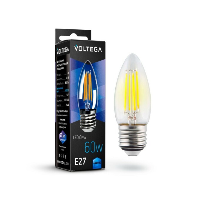 VOLTEGA 7029 VG10-C1E27cold6W-F Crystal Candle 6W 4000K E27