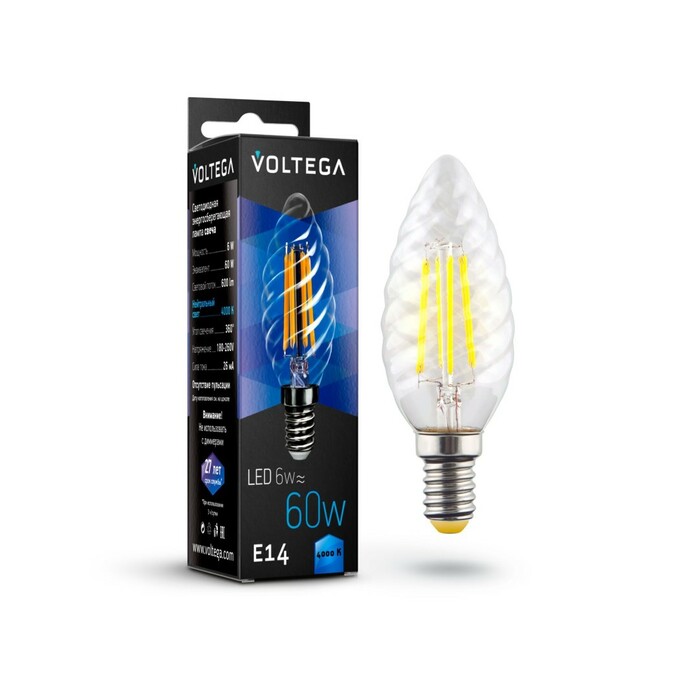 VOLTEGA 7028 VG10-CC1E14cold6W-F Crystal Candle corn 6W 4000K E14 