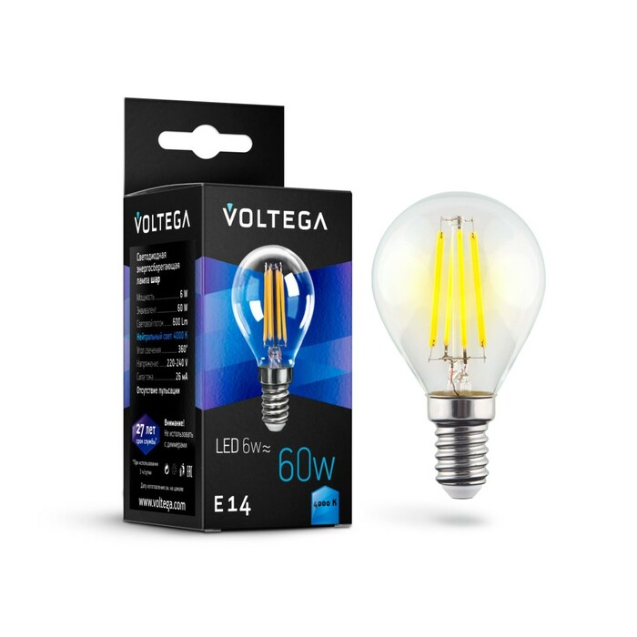 VOLTEGA 7022 VG10-G1E14cold6W-F Crystal Globe 6W 4000K E14