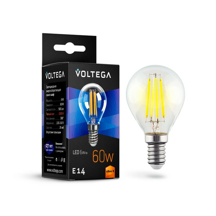 VOLTEGA 7021 VG10-G1E14warm6W-F Crystal Globe 6W 2800K E14