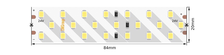 Лента св д SWG SWG2P252-24-24-NW-20 LED 2835 24Вт м 24В, IP20, нейтральный белый 5 метров