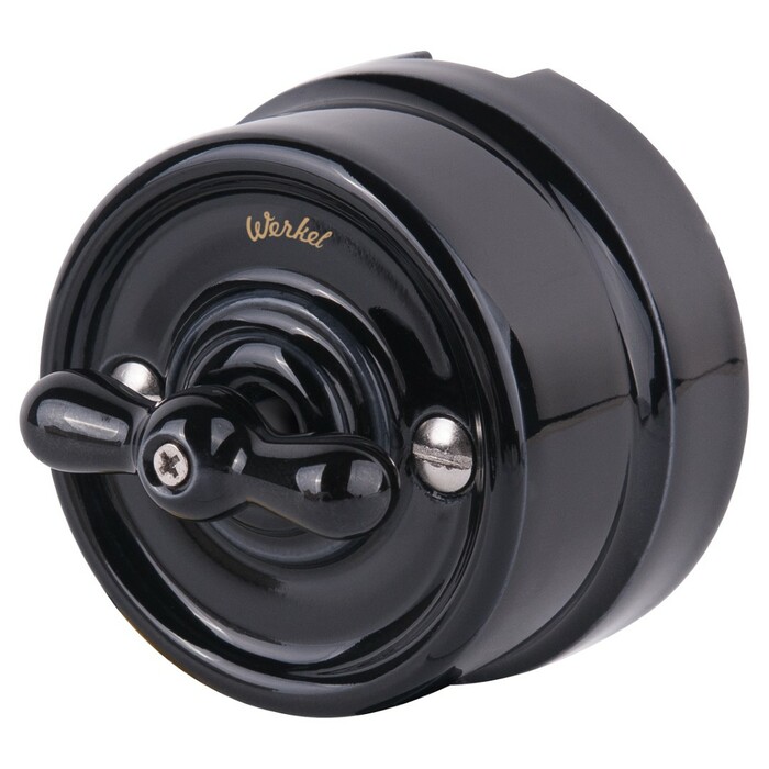 Werkel W5612008  Переключатель одноклавишный (черный) Ретро