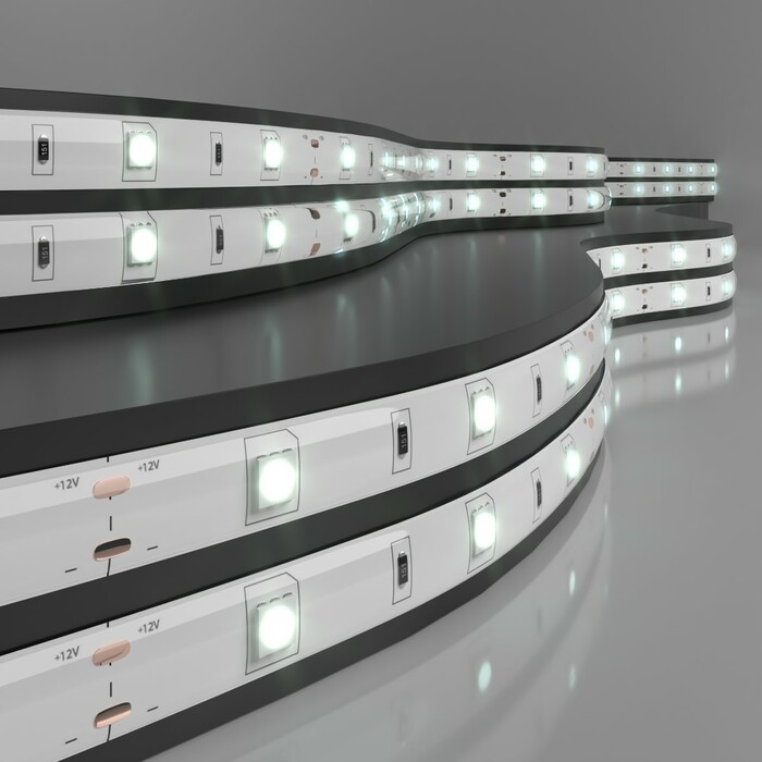 ELEKTROSTANDART Лента свет30Led 7,2W IP65 6500K холодный белый (5050 12V 30Led 7,2W IP65)(цена за 1м