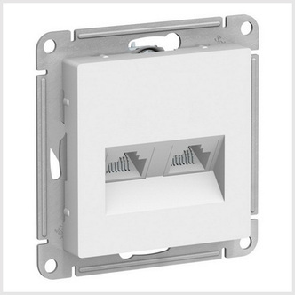 Механизм розетка комп. AtlasDesing RJ45+RJ45 белый ATN000185