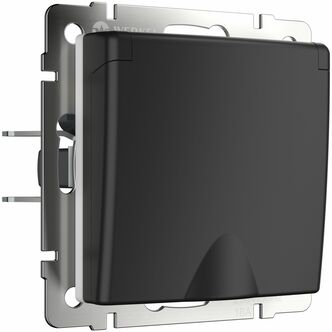 Werkel W1171208  Розетка влагозащ. с зазем. с защит. крышкой и шторками (черный матовый)