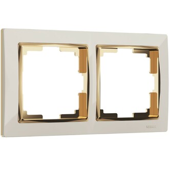 Werkel W0021932  Рамка на 2 поста Snabb (слоновая кость золото)