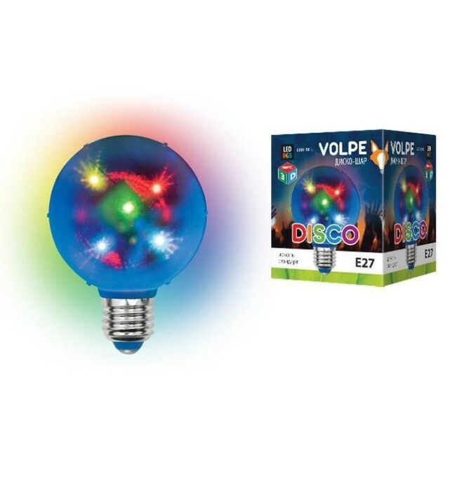 Лампа-диско VOLPE Е27 1,5W RGB Disco 3D ULI-Q308 Звёзды d8 220V 