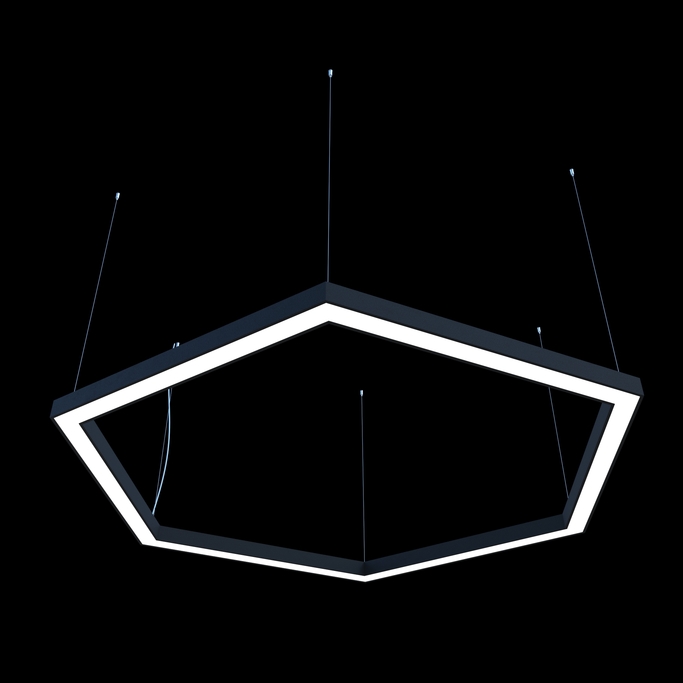 Светильник подвесной Глоу шестиугольник 1200х71, LED 108W 4200K _черный матовый