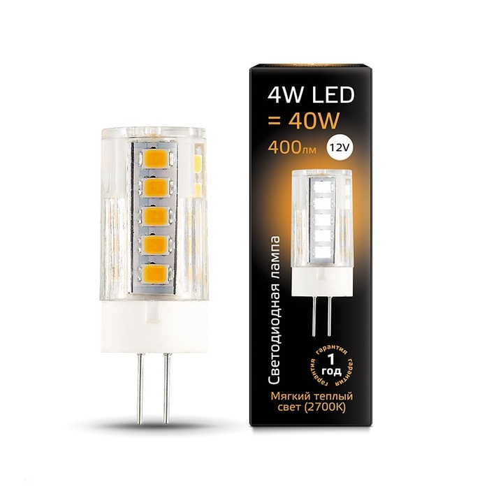 Лампа светодиодная GAUSS LED G4 4W 12V 2700K керамика 207307104