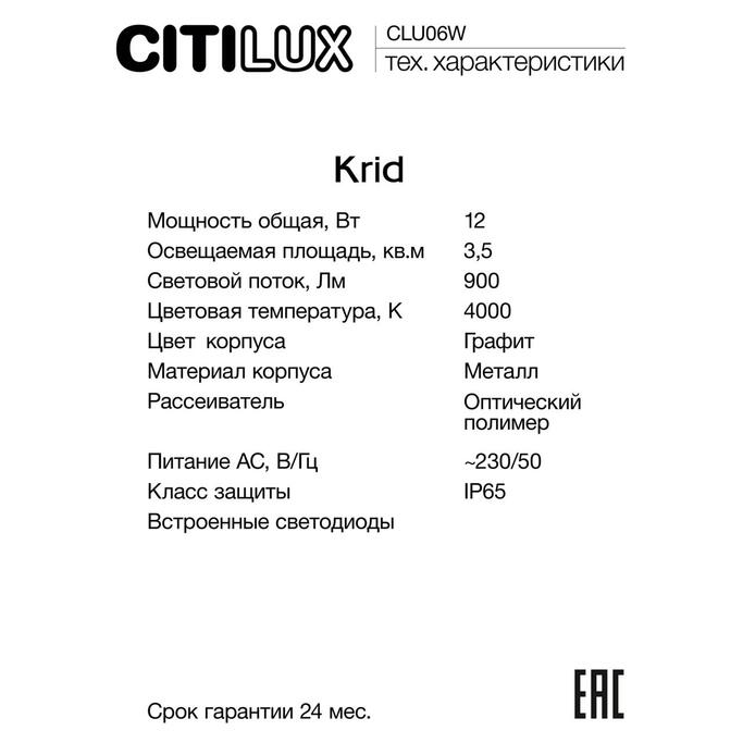 Уличный светильник CITILUX Krid CLU06W