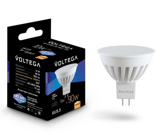 VOLTEGA Светодиодная лампа Ceramics MR16 10W 3000K GU5.3 100° 7264