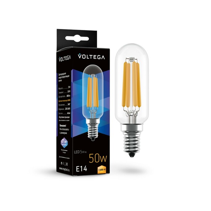 VOLTEGA Светодиодная лампа Crystal Candle 5W 3000K E14 (7266)