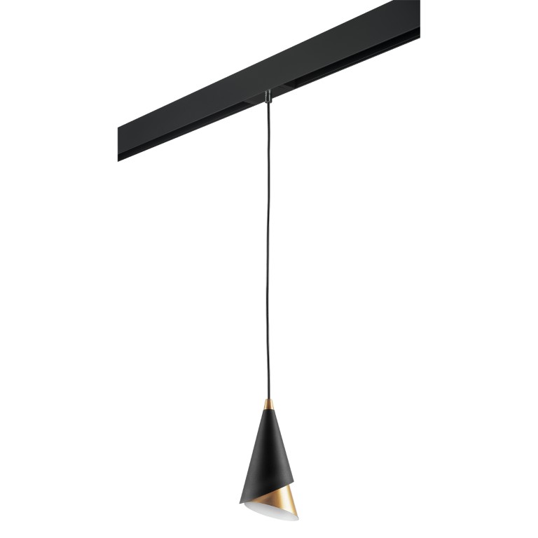 LIGHTSTAR PRO757010 Светильник д 1-фазн трека CONE 1х40W E14 ЧЕРНЫЙ ЗОЛОТО (757010+595007)