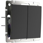 Werkel W1122408  Выключатель двухклавишный с самовозвратом (черный матовый)