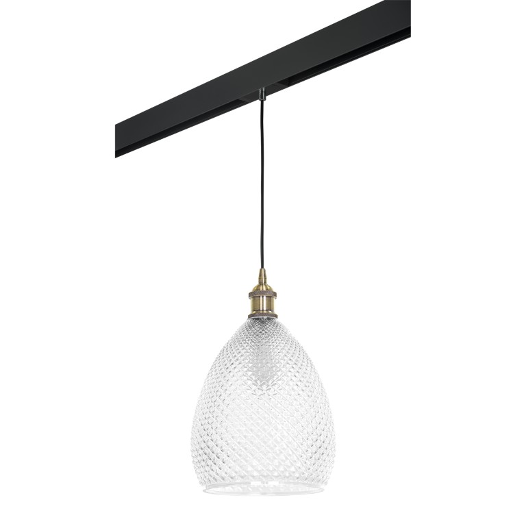 LIGHTSTAR PRO798021 Светильник д 1-фазн трека  GENNI 1х40W E27 ЛАТУНЬ ПРОЗРАЧНЫЙ ЧЕРНЫЙ  (798021+595