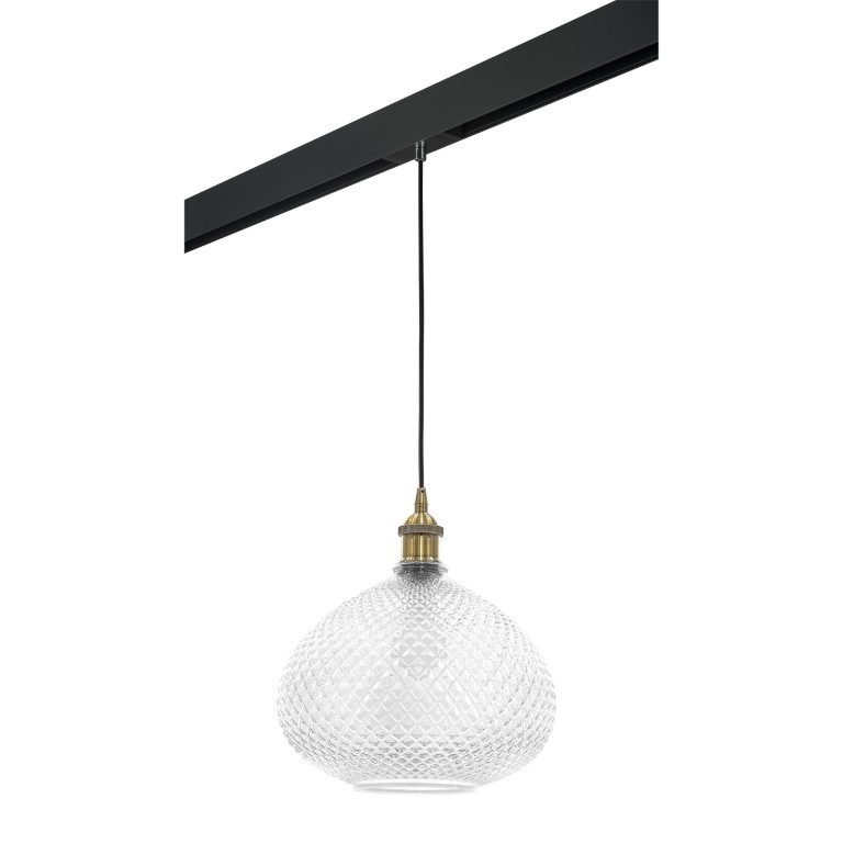 LIGHTSTAR PRO798031 Светильник д 1-фазн трека  GENNI 1х40W E27 ЛАТУНЬ ПРОЗРАЧНЫЙ ЧЕРНЫЙ (798031+5950