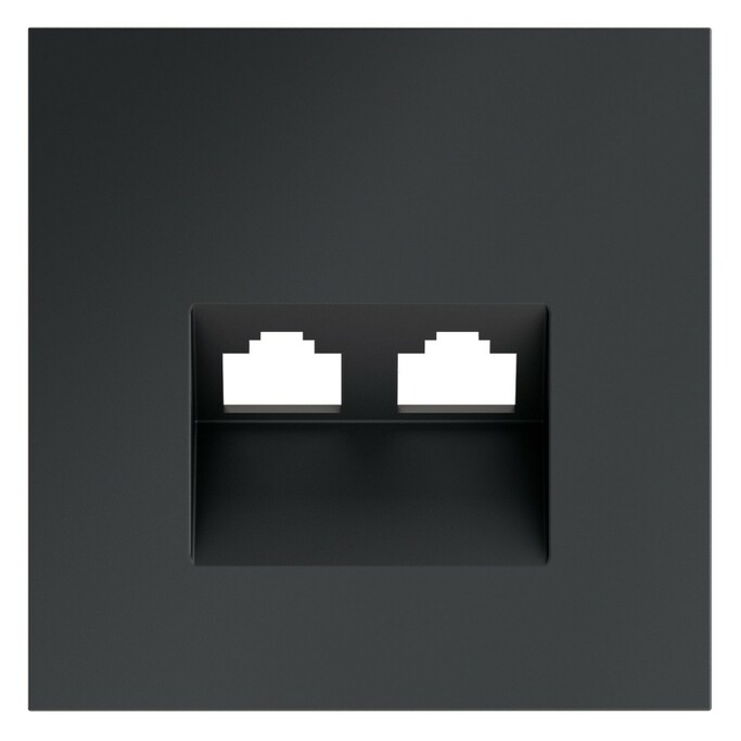 Voltum VLS001407 Накладка для розетки компьютерной двойной RJ45+RJ45 кат.6, S70 (графит)