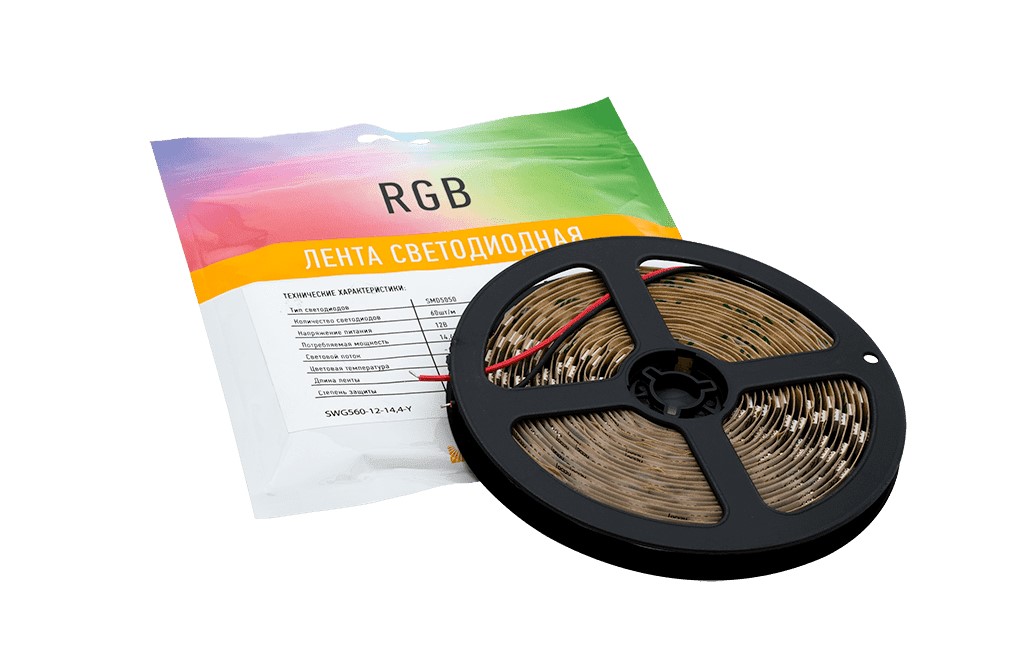 Лента св д SWG560-12-14.4-RGB 14,4 Вт м SMD5050 (60 диодов на метр) Открытая (IP20) Цвет RGB 12В