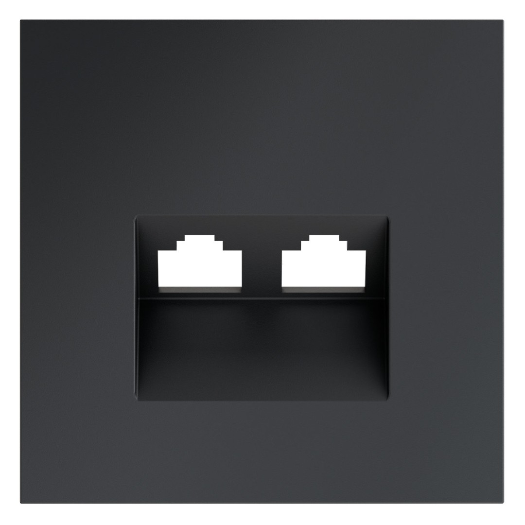 Voltum VLS001407 Накладка для розетки компьютерной двойной RJ45+RJ45 кат.6, S70 (графит)