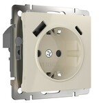 Werkel W1171703  Розетка с заземлением, шторками и USB тип A+C (слоновая кость)