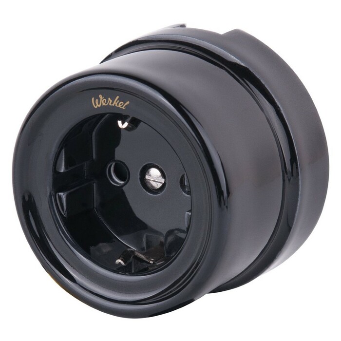 Werkel W5671008  Розетка с заземлением (черный) Ретро