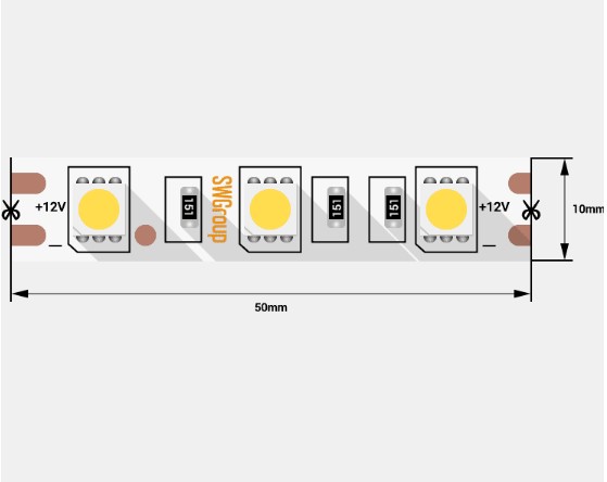 Лента св д SWG SWG560-12-14.4-NW-M 14.4Вт 12В IP20 3M,  нейтральный белый , 5 метров
