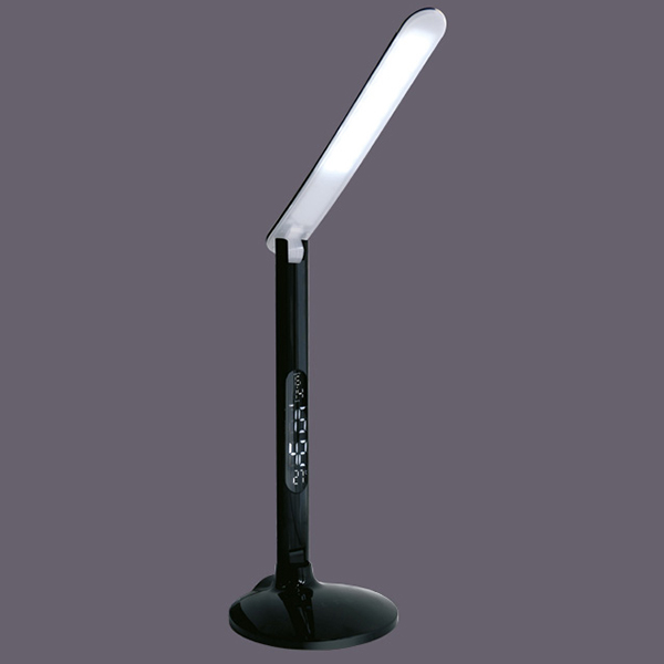 Светильник PULSAR ALT-201B светодиодный настольный 10W LED диммер (часы+термометр) _черный пластик