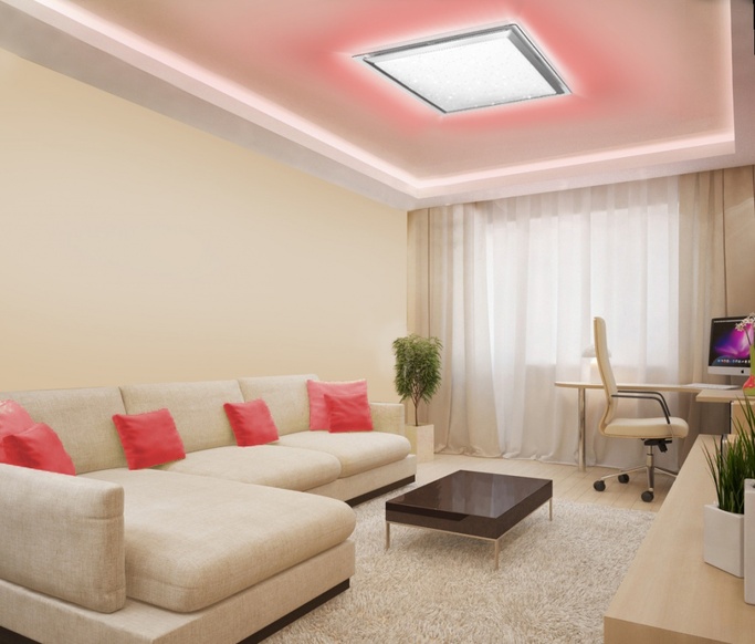 Светильник Estares св д Arion RGB S 60W(4900lm) 2K-4K-6K квадрат 542x68мм мат. с пультом