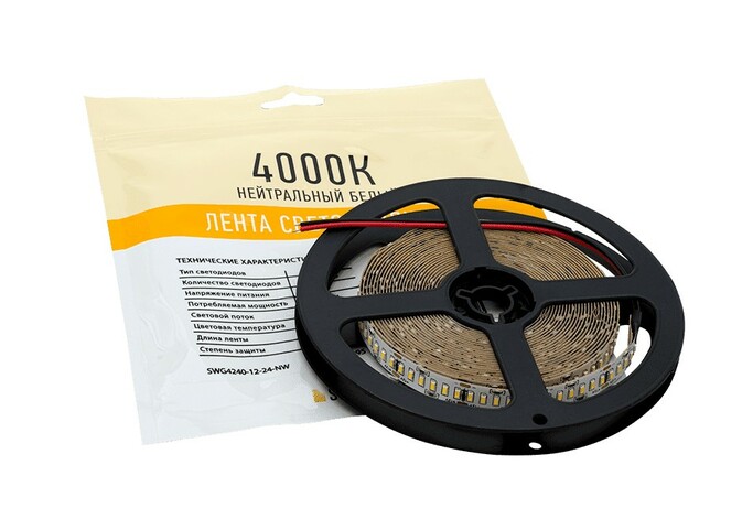 Лента светодиодная 24 Вт м SMD3014 Открытая (IP20) Цвет Нейтральный белый 12В