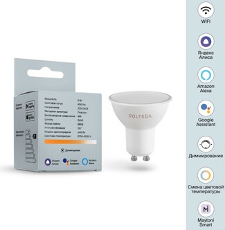 VOLTEGA 2425 VG-MR16GU10cct-WIFI-5W Wi-Fi MR16 GU10 5W 2700K-6500K MIX DIM