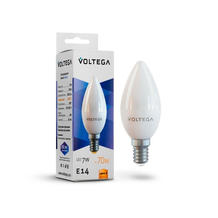 VOLTEGA 7048 VG2-C37E14warm7W Simple  Candle 7W 2800K E14