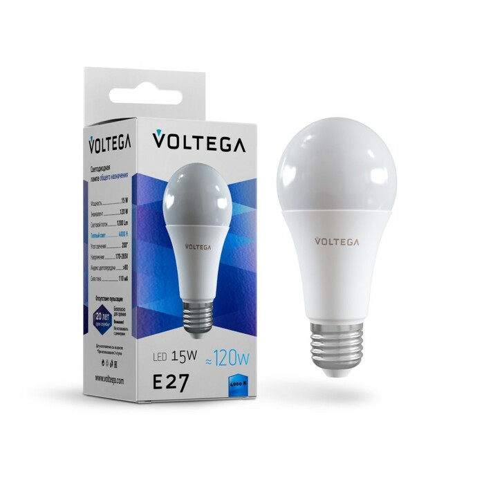 VOLTEGA 7157 VG2-A60E27cold15W Simple  A60 15W 4000K E27