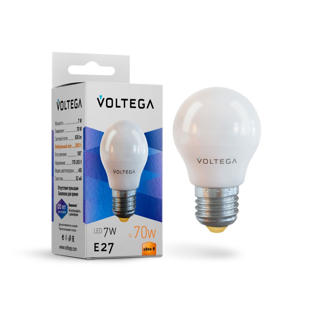 VOLTEGA 7052 VG2-G45E27warm7W Simple  Globe 7W 2800K E27