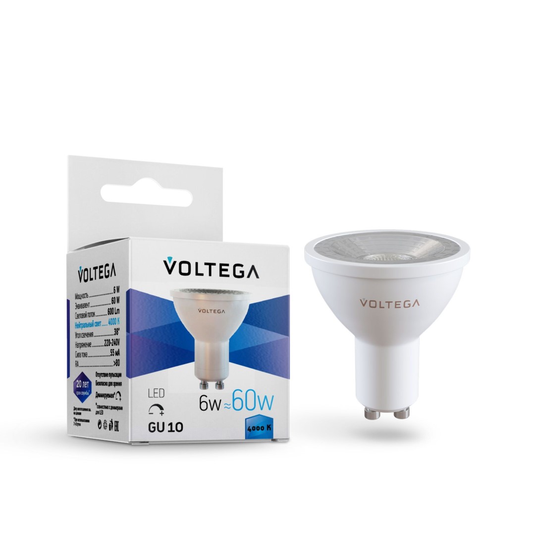 VOLTEGA 7109 VG2-S1GU10cold6W-D Simple  MR16 6W 4000K  GU10 DIM