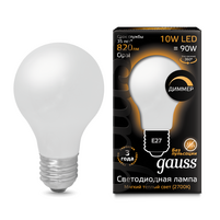 Лампа Gauss LED Filament A60 OPAL dimmable E27 10W 2700К 1 10 40 102202110-D